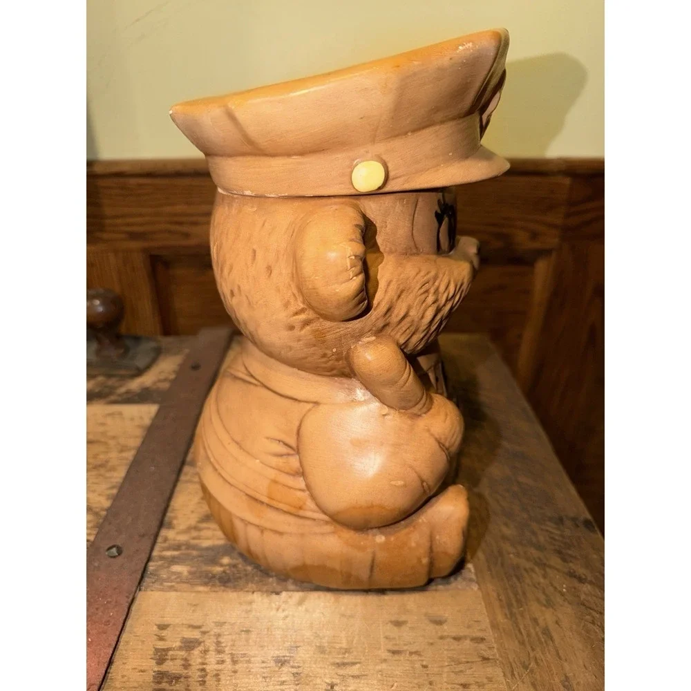 Vintage 60s Twin Winton Cookie Jar Anthropomorphic Police Chief Bear Ceramic 11